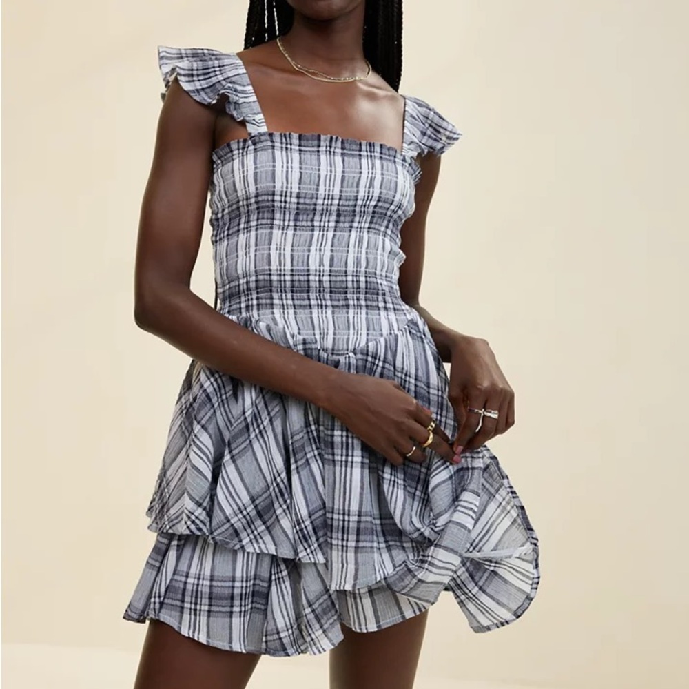 Aerie Plaid Handkerchief Mini Dress